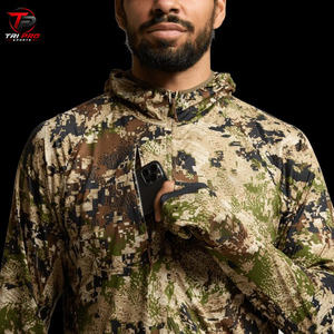 Sudadera con capucha de rendimiento para hombre, para exteriores, color verde bronceado, con camuflaje digital de píxeles, de cierre de cremallera de un cuarto, para caza, con máscara facial integrada - Product Image 6