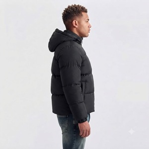 2026 <b>Men</b> Color Block Hooded Puffer <b>Jacket</b> Canvas Navy Blue Brown <b>White</b> Quilted Winter Insulated Casual Outdoor Outerwear - Product Image 3