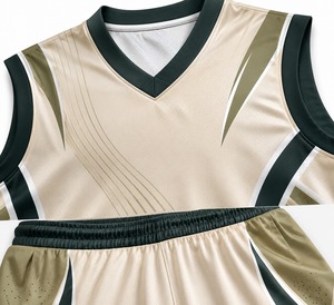 Ensemble d'uniformes de basketball personnalisés sublimés à col en V, unisexe adulte, sans manches, anti-humidité, vêtements de sport, imprimé géométrique, polyester - Product Image 2
