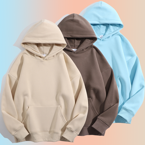 เสื้อฮู้ดดี้ผ้าฝ้ายแบบสั่งทำ OEM สไตล์สตรีทแวร์ทรงโอเวอร์ไซส์ ฮิปฮอป แบบสวมหัว มีฮู้ด ดีไซน์ไหล่ตก บุซับใน ใส่ได้ทั้งชายและหญิง - Product Image 1