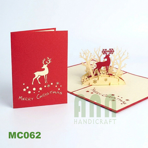 การ์ดเชิญลายกวางป๊อปอัพแบบ3D พิมพ์ลายได้ตามต้องการกระดาษปั๊มร้อนทนทานของที่ระลึกคริสต์มาสวันเกิดเวียดนามโอกาสความรัก - Product Image 3