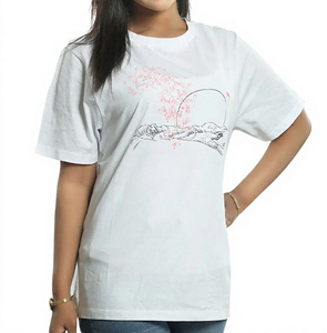 Camiseta de Manga Corta con Cuello Redondo, 100% Algodón, Casual, Personalizable, Transpirable, Antiarrugas, Antibolitas, con Estampado Digital para Mujer, 2024 - Product Image 1
