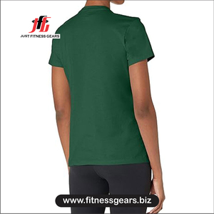 Just Fitness Gears Women's O-Neck Short Sleeve <b>T</b>-<b>Shirt</b> Solid Green Breathable Knitted Polyester Casual Wear - Product Image 3