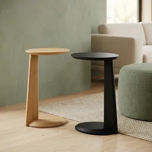 Modern Minimalist Wooden <b>Side</b> <b>Table</b> with <b>Round</b> Top for Living Room Furniture - Product Image 3