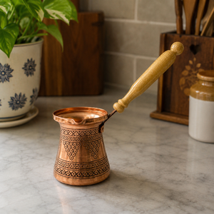 Handmade Pure Copper Turkish Coffee Pot Cezve Ibrik Wooden Handle <b>Arabic</b> Greek Espresso Coffee Maker Milk Warmer <b>Tea</b> Pot Gift - Product Image 4