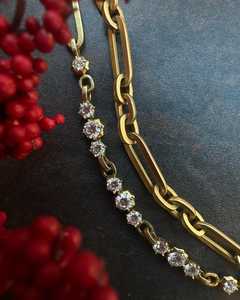 14K <b>Solid</b> Gold Cut Lab Grown Diamond Link <b>Necklace</b> Pave Set 18 Inch Paperclip Layering Cable Chains Wedding Party Gift Women - Product Image 4