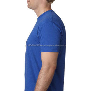T-shirt pour homme en coton 100% uni, broderie, impression de haute qualité, logo personnalisé, couleur bleue, t-shirts surdimensionnés pour homme - Product Image 3
