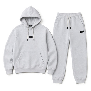 Conjuntos de Sudadera con Capucha y Pantalones Deportivos de Algodón para Hombre, Color Sólido, Parche de Marca Personalizado en TPU, Felpa Gruesa, Ropa Urbana de Lujo, Venta al Por Mayor de Fábrica - Product Image 3