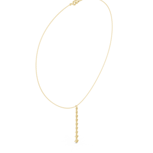 Collier pendentif barre verticale en or jaune avec diamant de laboratoire pour femme |   Chaîne de bijoux minimaliste avec diamants ronds, cadeau - Product Image 3