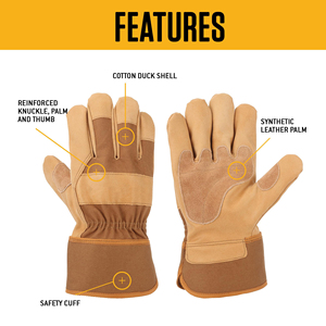 Gants de travail en cuir de chèvre de haute qualité, texture lisse, épaisseur 7 oz, sans latex, résistants à l'abrasion, gants de sécurité anti-abrasion - Product Image 6