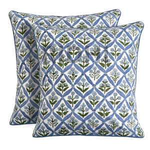 Housse de coussin en coton bleu côtier Ridhi, coussin décoratif bohème pour canapé, salon, chambre et usage extérieur - Product Image 2