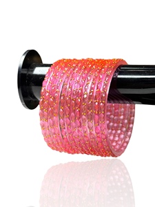 Brazaletes de Perlas de Cristal Rosa con Baño de Oro de Primera Calidad Estilo Kashmiri, Corte Esmeralda, para Bodas de Mujer, a Precio de Mayoreo - Product Image 4