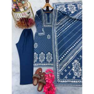 Ensemble haut et bas en coton style bohème de créateur avec dupatta fantaisie - Tenue de soirée taille 2XL - Product Image 2