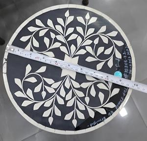 Mesa de Cajones con Incrustaciones de Hueso de ILAHI, Diseño Moderno con Detalles de Ágata, Almacenamiento de Tres Niveles, Mueble Portátil para Sala de Estar/Hogar - Product Image 5