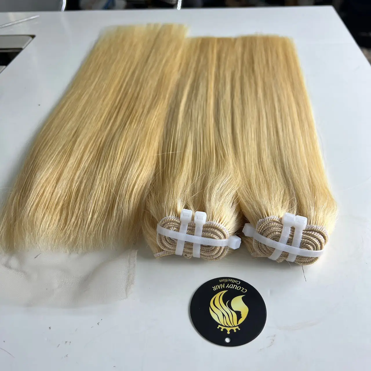 Extensiones de cabello humano 613 virgen con cutícula alineada al por mayor, extensiones de cabello humano Rubio estilo ruso 613 virgen muestra gratis