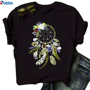 Camiseta Unisex con Diseño Impreso, Transpirable, Estilo Dulce y Encantador, Tallas Grandes, Camisetas Económicas para Damas, Decoración con Patrones de Plumas - Product Image 6