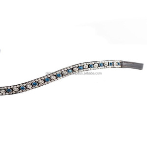 Banda de ceja de cristal de cuero Bling Dressage con banda de ceja de caballo decorativa de cristal personalizada de cuero genuino a la venta - Product Image 6