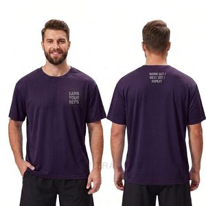 T-shirt d'entraînement Deep Purple à texte minimaliste, respirant, à séchage rapide, en polyester, pour la gym et le fitness - Product Image 3