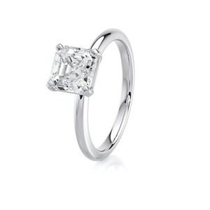 Bague de fiançailles solitaire en diamant de laboratoire taille Asscher de 2,00 carats, or blanc 14 carats, bijoux de mariée personnalisés - Product Image 4
