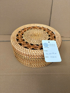 Handwoven Rattan <b>Storage</b> Box With Lid Natural Wicker Organizer Basket Handmade Home <b>Storage</b> <b>Container</b> From Vietnam - Product Image 3