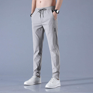 Pantalones Deportivos Casuales EMIKO INDUSTRY para Hombre, de Invierno, de Seda de Hielo, Elásticos, con Cordón, Pliegues Delanteros, Transpirables, Sueltos y Rectos - Product Image 3