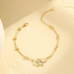 Beach Style Zircon Heart Charm <b>Anklet</b> 18K PVD Gold Plated Stainless Steel <b>Anklet</b> - Product Image 4
