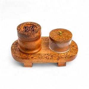 2026 meilleure vente arabe en bois Bakhoor boîte plateau ensemble brûleur d'encens Rose parfumée Oud aromathérapie diffuseur pour parfum de maison - Product Image 1