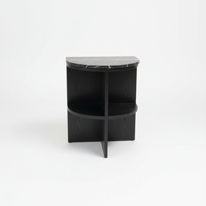 Table d'appoint et de chevet moderne pour salon et chambre, avec étagère, fabriquée au Vietnam en bois d'hévéa écologique et placage MDF, garantie 1 an - Product Image 1