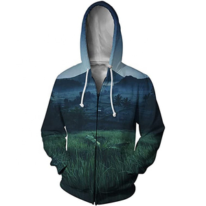 High Quality Men's Winter Beach Hoodies ODM Custom 3D Sublimation Print Zipper Polyester Casual Design Solid Pattern Flannel - Product Image 1