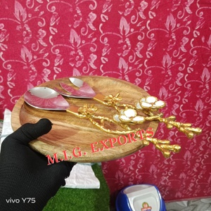 M.I.G. EXPORTS Flower Design Metal Cutlery Set Spoon Fork High Mirror Polish Rust Resistant Wedding <b>Flatware</b> - Product Image 5