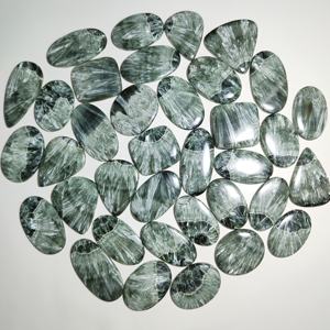Lote al por mayor de cabujones de serafinita natural |   Piedras Sueltas de Serafinita Verde Lisa para Joyería de Macramé, Gemas Mahnaj - Product Image 2