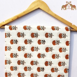 Cotton Voile Floral Hand Block Print Fabric for Dress Material Handmade Light Weight Fabric for Summers - Product Image 3