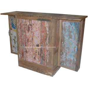 Table de bar pliante en bois de bateau recyclé, comptoir portable en bois récupéré pour restaurant, café, bar à domicile, mobilier original et coloré - Product Image 6