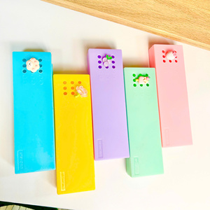 SWORLD <b>Colorful</b> Plastic <b>Pen</b> Holder With Cute Animal Decorations Square Shape Portable Stationery Storage Case <b>Multi</b> <b>Color</b> - Product Image 4