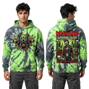 Sudadera con capucha y cremallera completa para hombre, con lavado ácido personalizado, gráfico Dead Miners, estilo vintage desgastado, streetwear - Product Image 4