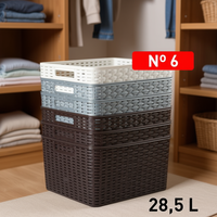 Panier de rangement rectangulaire empilable en plastique Cesta avec poignée n° 6 contenants multi-usages de 28,5 L de capacité, taille 34x40 cm