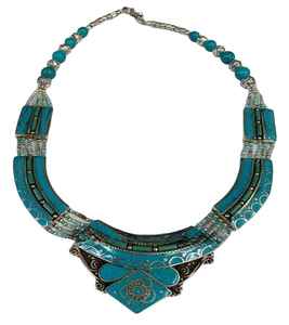 Collares con cuentas de plata tibetana semipreciosos para mujer, joyería personalizada de moda hecha en la India - Product Image 1