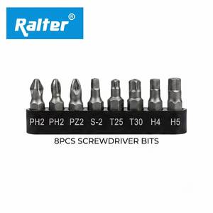 ชุดดอกไขควง Ralter 8 ชิ้น รุ่น PH2 PH2 PZ2 T20/T25 T30 H4 H5 ป้องกันการหลุดลื่น  ผิวด้าน  OEM DIY - Product Image 1