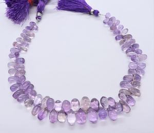 Perles en améthyste naturelle du Brésil, forme goutte lisse, taille 5x8 à 6x11 MM, perles en améthyste de 8 pouces, perles en améthyste - Product Image 2