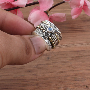 Anillo Clásico de Plata de Ley 925 con Engaste de Turquesa Natural Hecha a Mano, Joyería con Piedra Preciosa de Fuego, Anillo de Boda, Piedra de Nacimiento de Junio - Product Image 5