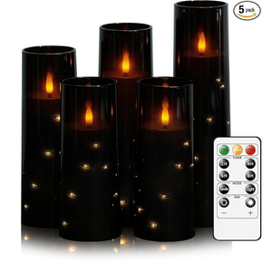 Candele LED Senza Fiamma a 5 Pezzi per un'Atmosfera Romantica, con Timer, in Acrilico Stabile, Effetto Sfarfallio per un Ambiente Accogliente - Product Image 1