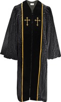 Robe de Prêtre de Luxe pour le Clergé, Toge d'Église avec Broderie Croix en Velours, Matière Polyester Légère