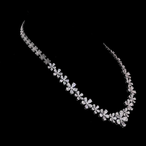 Parure de bijoux de luxe en diamant de laboratoire taille poire, plaqué or blanc 14 carats, motif floral, élégante, pour mariée, cadeau de mariage - Product Image 2
