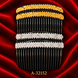Peigne à cheveux élégant en or avec perles, fait main, vintage, pour mariage, MOLL JEWELLERS, modèle A-32152 - Product Image 1