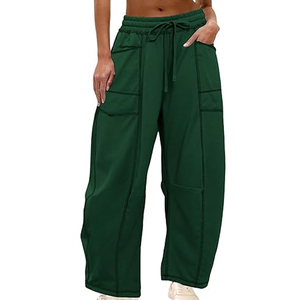 Women Premium Cargo Pants Wide Leg Sweatpants High Waist <b>Drawstring</b> Casual Loose Fit Streetwear - Product Image 1