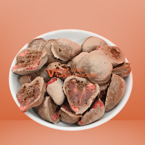 สตรอว์เบอร์รีอบกรอบเคลือบช็อกโกแลตแบบแช่แข็งและอบด้วยระบบสุญญากาศ |   รสหวานอมเปรี้ยวแบบไม่ใช่จีเอ็มโอ |   อาหารกรอบเพื่อสุขภาพ พร้อมรับประทาน บรรจุภัณฑ์ใหญ่ รับผลิตแบบ OEM - Product Image 1