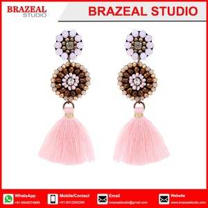 Boucles d'oreilles en perles de rocaille pour femmes créatives à la mode Boucles d'oreilles en crochet Boucles d'oreilles multicolores - Product Image 2