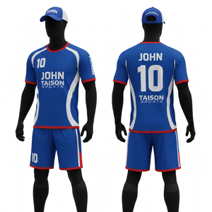 Mens Handball Uniform 180 GSM Premium Breathable Polyester Interlock Blue <b>White</b> <b>Panel</b> Custom Sublimation Logo Handball Uniform - Product Image 1