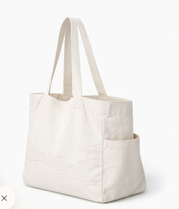 Sacs fourre-tout pliables en toile grand format avec motif brodé personnalisé COTTON FIELD, sacs de voyage publicitaires, sacs à bandoulière pour femmes, sacs de plage - Product Image 3