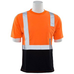 เสื้อยืดนิรภัยสำหรับผู้ชายคุณภาพสูง ผลิตตามสั่ง (OEM) แบรนด์ส่วนตัว สีส้ม-ดำ แถบสะท้อนแสง โพลีเอสเตอร์ - Product Image 4